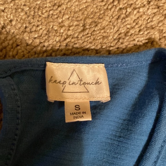 “Keep In Touch” small Ruffle Sleeve turquoise top - Picture 7 of 9